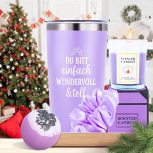 8 komada Luksuzni Spa Poklon Set sa Svijećama, Šumećim Solima za Kupanje i Luksuznim Pjenušavim Kupanjem - Dugotrajno (12+ sati gorenja) Sojine/Pčelinje Svijeće, Proizvodi za Kupanje i Kosu za Žene - Božićni Set Bombi za Kupanje za Mamu, Suprugu, Najbolju Prijateljicu