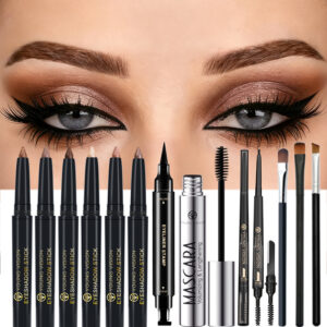 Set za šminkanje 12 komada s 6 stikova za sjenilo, tekući tuš za oči, olovka za obrve, maskara za volumen i 3 kistova za šminkanje | Dugotrajna, glatka aplikacija šminke, idealno za početnike i svakodnevnu upotrebu, pogodno za putovanja, poklon za žene i djevojke, Brand: VISION