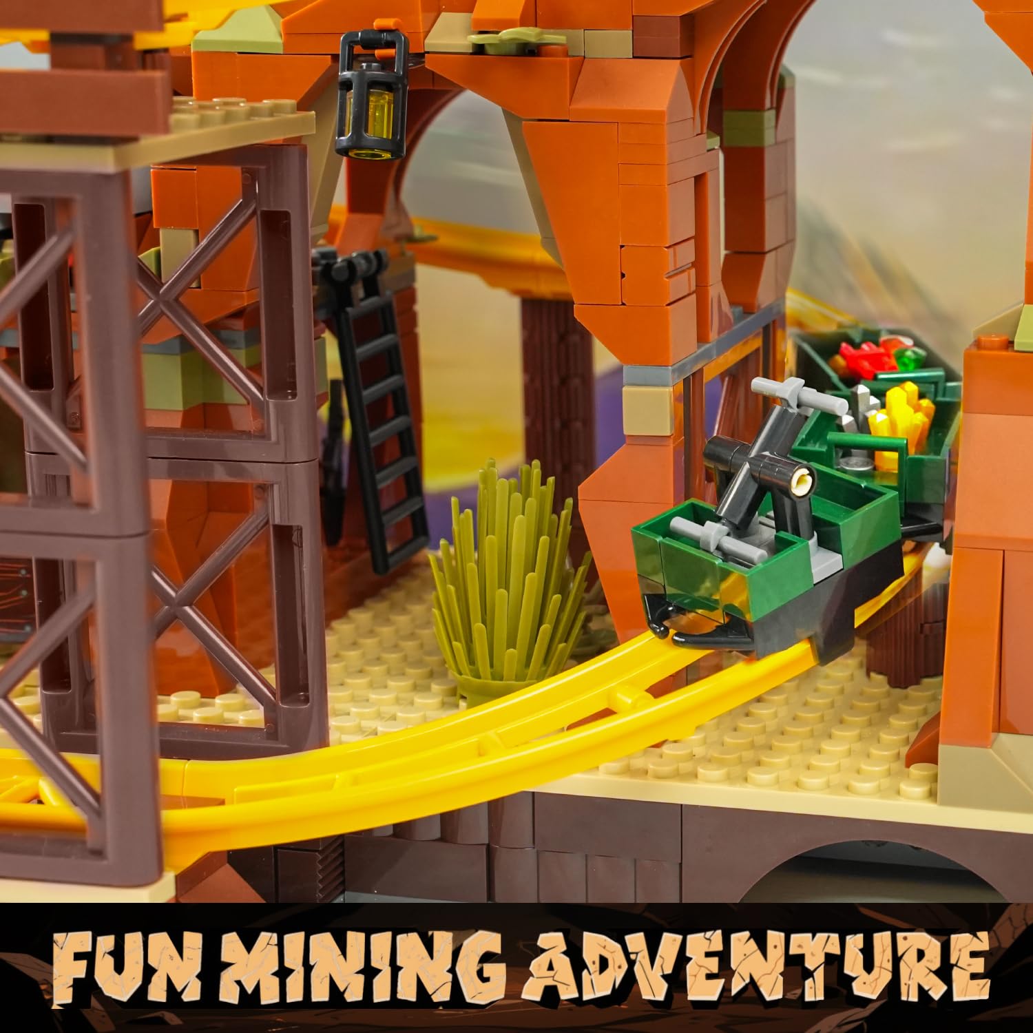 ada Zapadnjački Roller Coaster Set za Gradnju s Rudarskim Vlakom - Slika 6