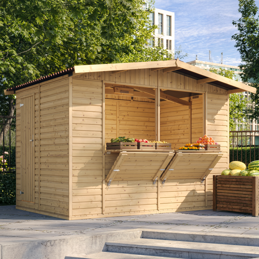 Drvena prodajna kućica.kiosk.štand M150 – 303 x 199 cm – 6 m²
