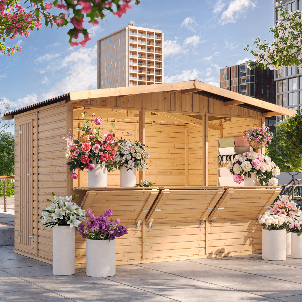 Drvena prodajna kućica.kiosk.štand M150A – 303 x 199 cm – 6 m²