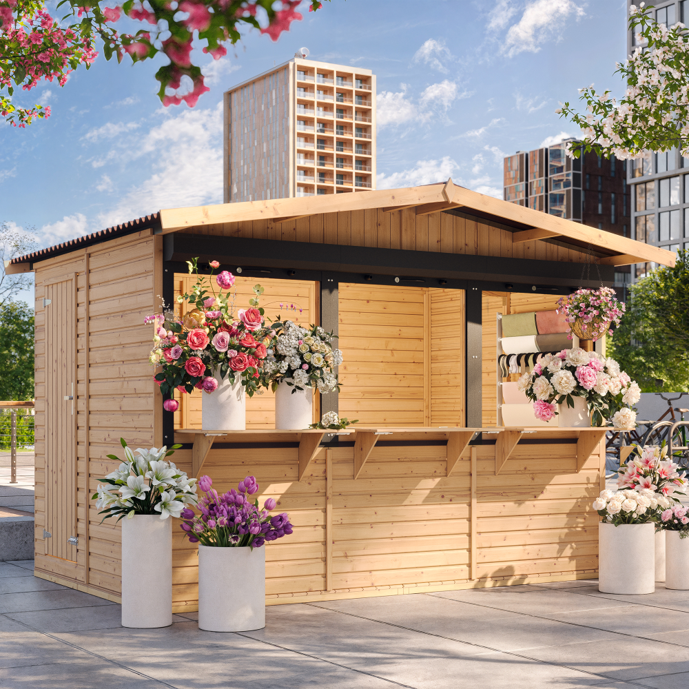 Drvena prodajna kućica.kiosk.štand M150AZ – 303 x 199 cm – 6 m²